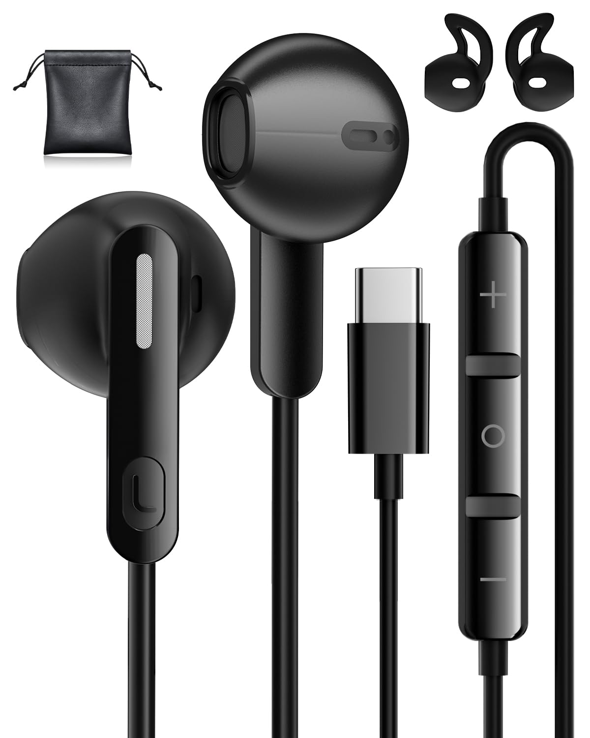 Наушники USB C с кабелем HiFi Стерео Внутриканальные с микрофоном для iPhone 15 16 Pro Samsung Galaxy S24 S23 S22 Ultra S21 A55 A35 A53 A33 A54 5G Pixel 8 7a Xiaomi 14, фото №1
