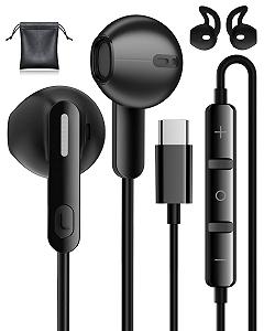 Наушники USB C с кабелем HiFi Стерео Внутриканальные с микрофоном для iPhone 15 16 Pro Samsung Galaxy S24 S23 S22 Ultra S21 A55 A35 A53 A33 A54 5G Pixel 8 7a Xiaomi 14 - Фото 1