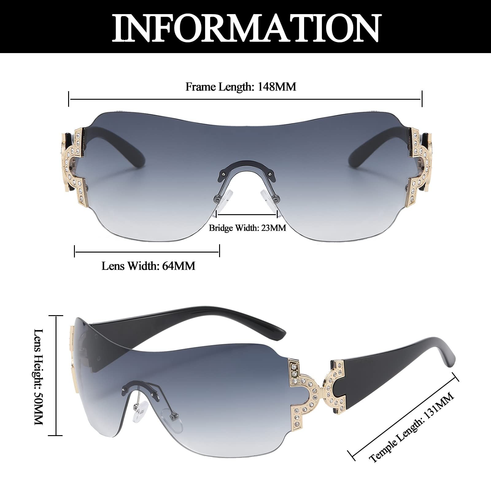 Сонцезахисні окуляри Без оправи LJCZKA y2k для чоловіків і жінок, модні, фото №3