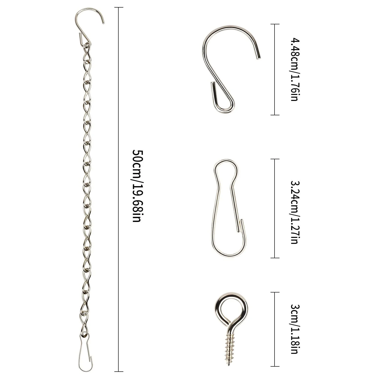 Цепи для подвешивания 4 шт. металлические 50 см с крючками и зажимами Прямая цепь, фото №6