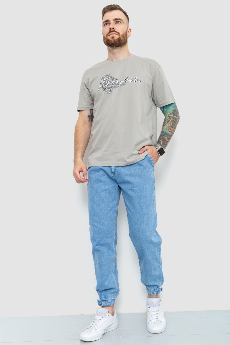 Футболка чоловічий баталь колір сіро-оливкова 208R019, фото №2 Футболка чоловічий баталь колір сіро-оливкова 208R019, фото №2