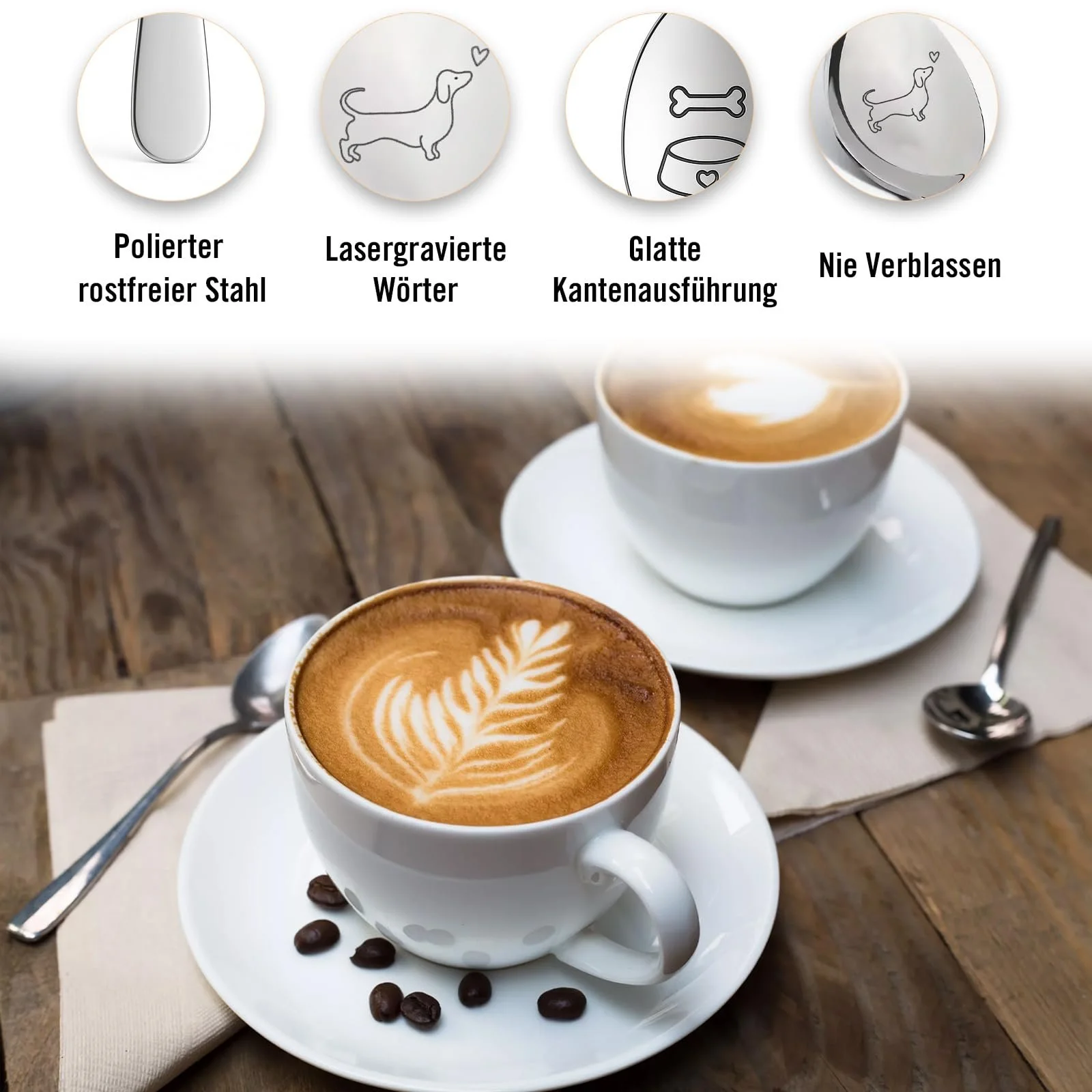 Ложки Snyvpra Набор из 2 кофейных ложек с подарочной коробкой Такса, фото №3 Ложки Snyvpra Набор из 2 кофейных ложек с подарочной коробкой Такса, фото №3