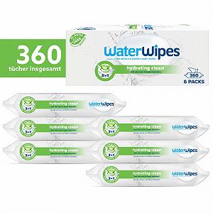 Влажные Салфетки WaterWipes Увлажняющие, 360 штук (6 упаковок), с 99% Воды и Экстрактом Алоэ Вера, для Лица и Тела synthetic.ua - Фото 1