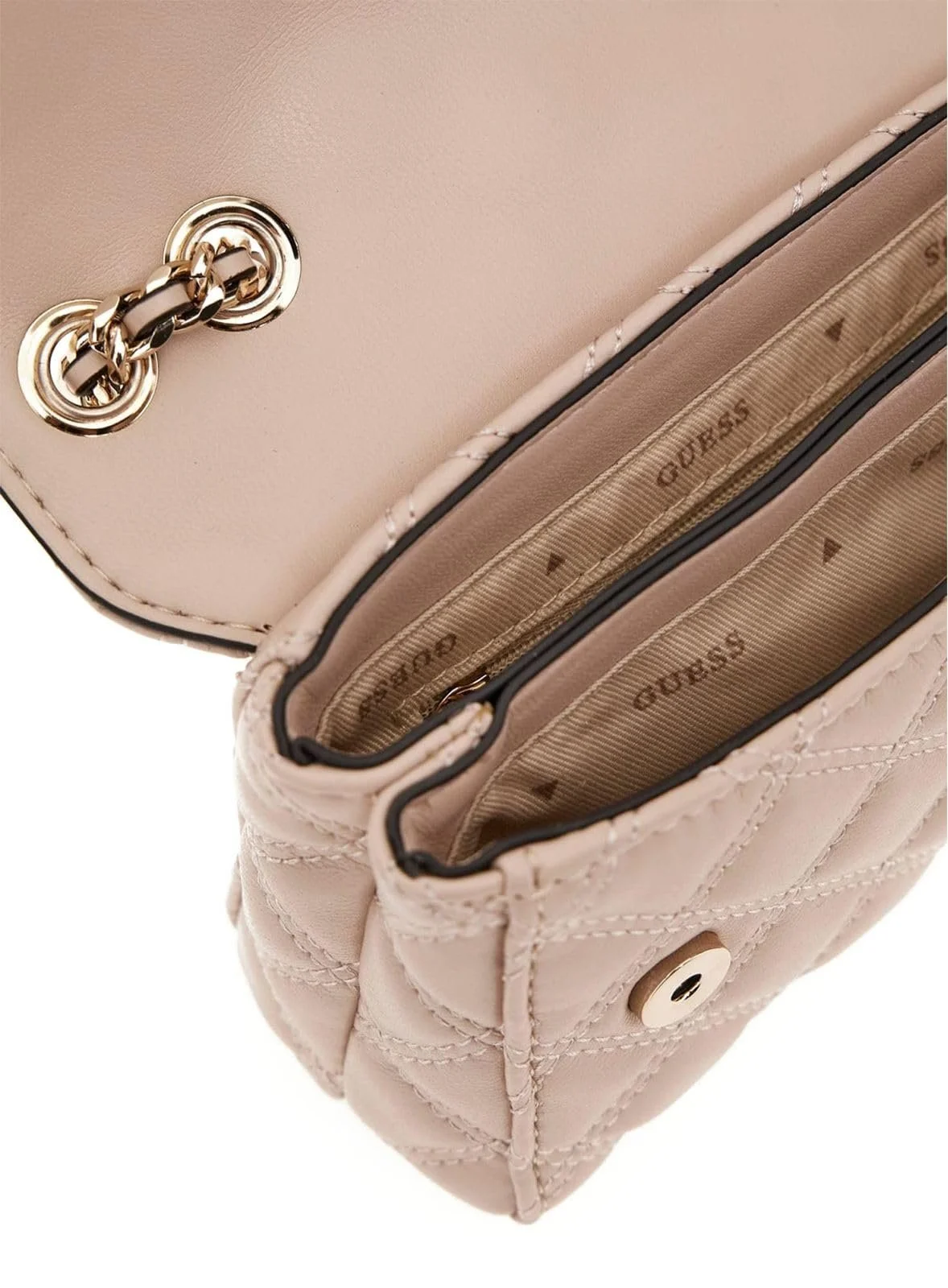 Сумка через плече GUESS Giully Mini 2 Compartment Convertible Flap XS Світло-бежевий, фото №4