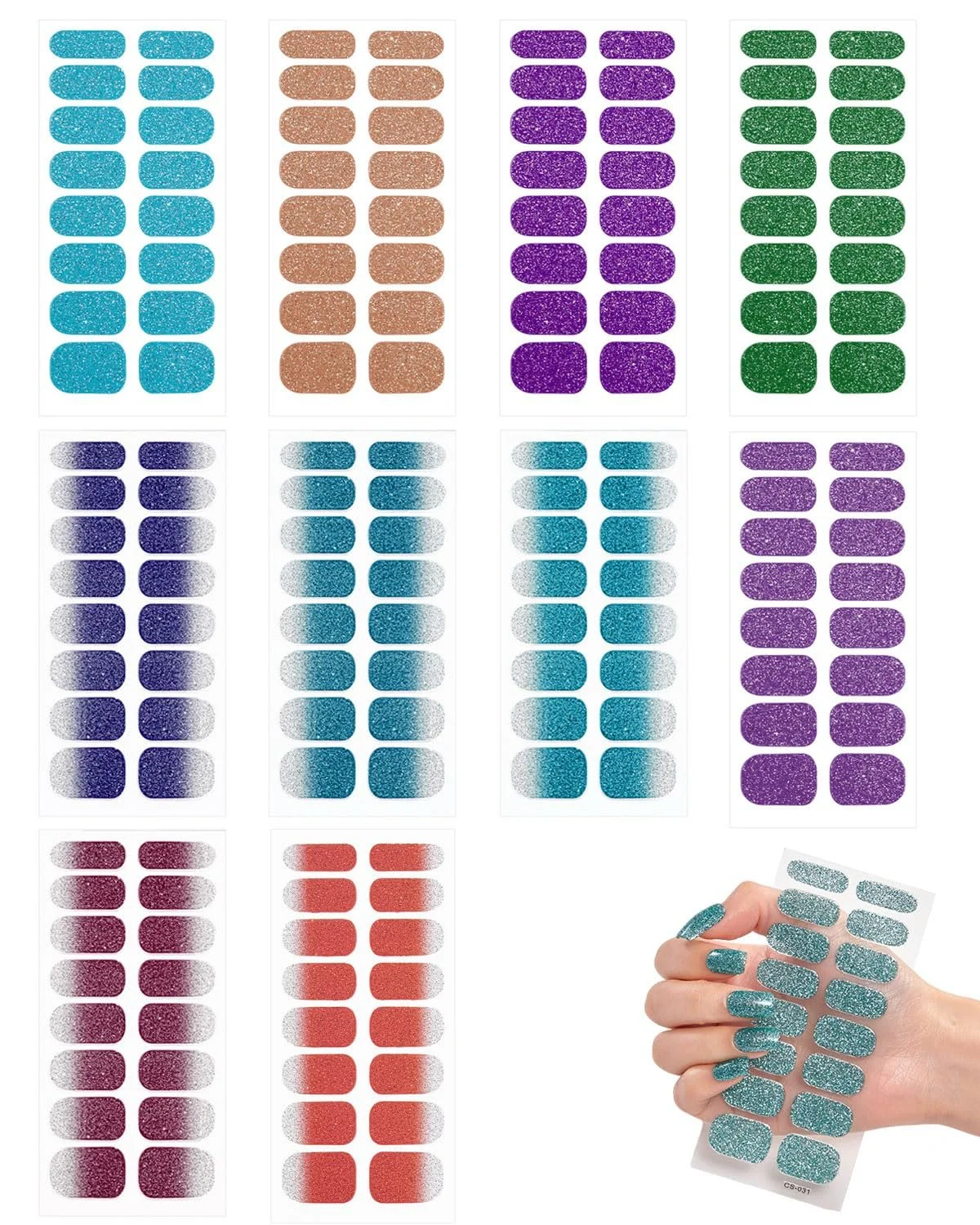 Наклейки для ногтей Nail Stickers 10 листов 160 шт. Блестящие Самоклеящиеся, фото №1 Наклейки для ногтей Nail Stickers 10 листов 160 шт. Блестящие Самоклеящиеся, фото №1