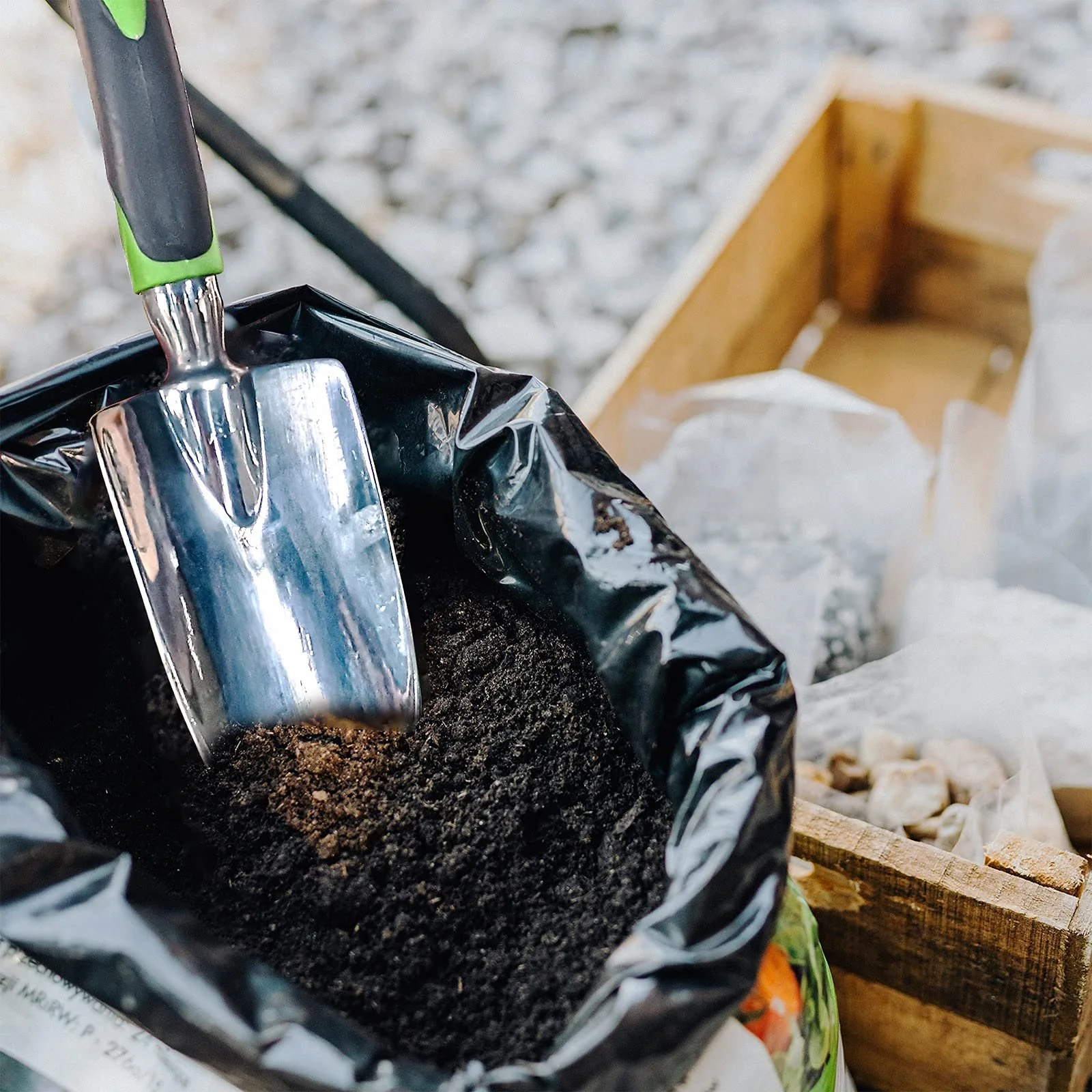 Лопатка садовая ручная, для пересадки, прополки, перемещения и разглаживания, копания и посадки, зеленая, фото №5