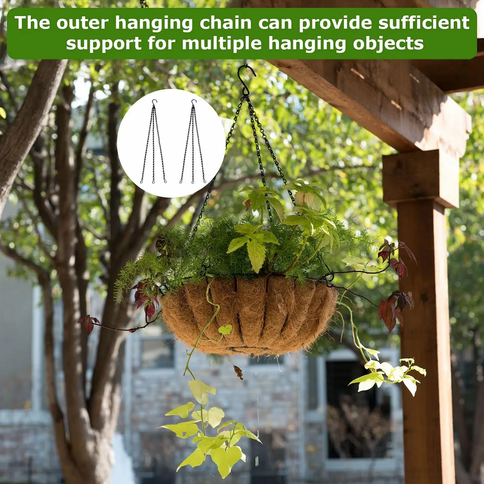 Ланцюжки для підвісних кошиків 2 шт. Металеві 3-рівневі Чорні, фото №6