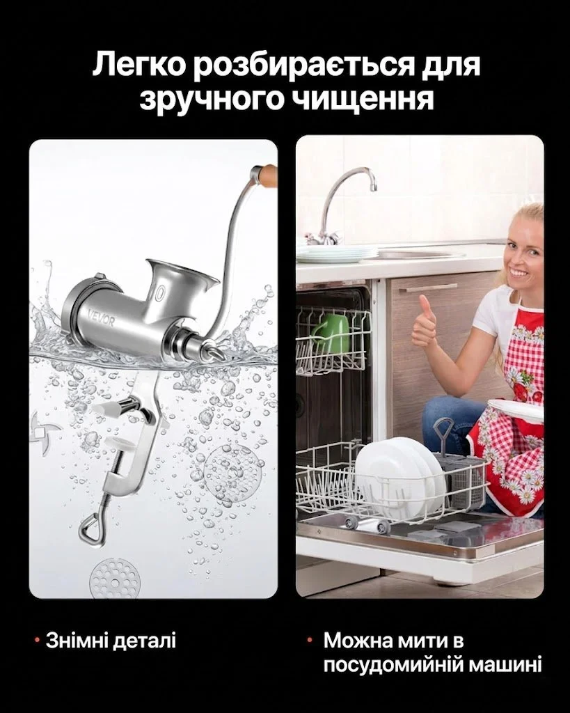 Ручна м’ясорубка VEVOR S#10 Silver, фото №9