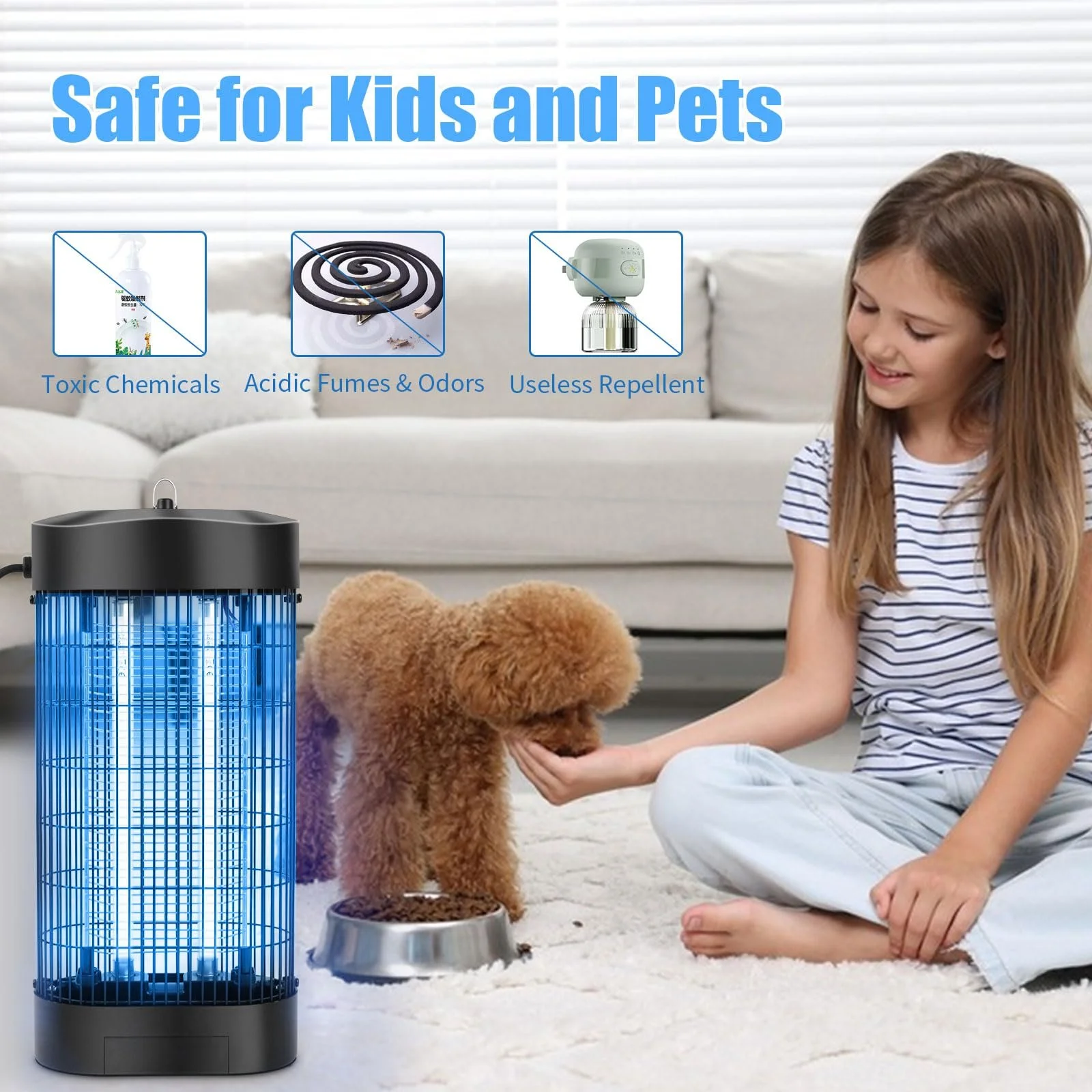 Електричний знищувач комах 18 Вт 3000 В 2 LED UV-Light, фото №3