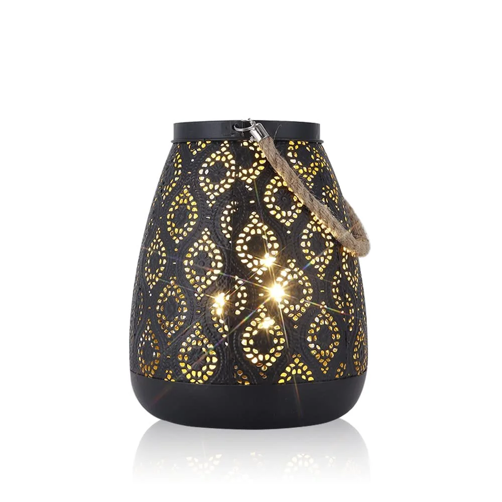 Настільна лампа-ліхтар TRIROCKS Moroccan 23 см Чорна з золотом, фото №7