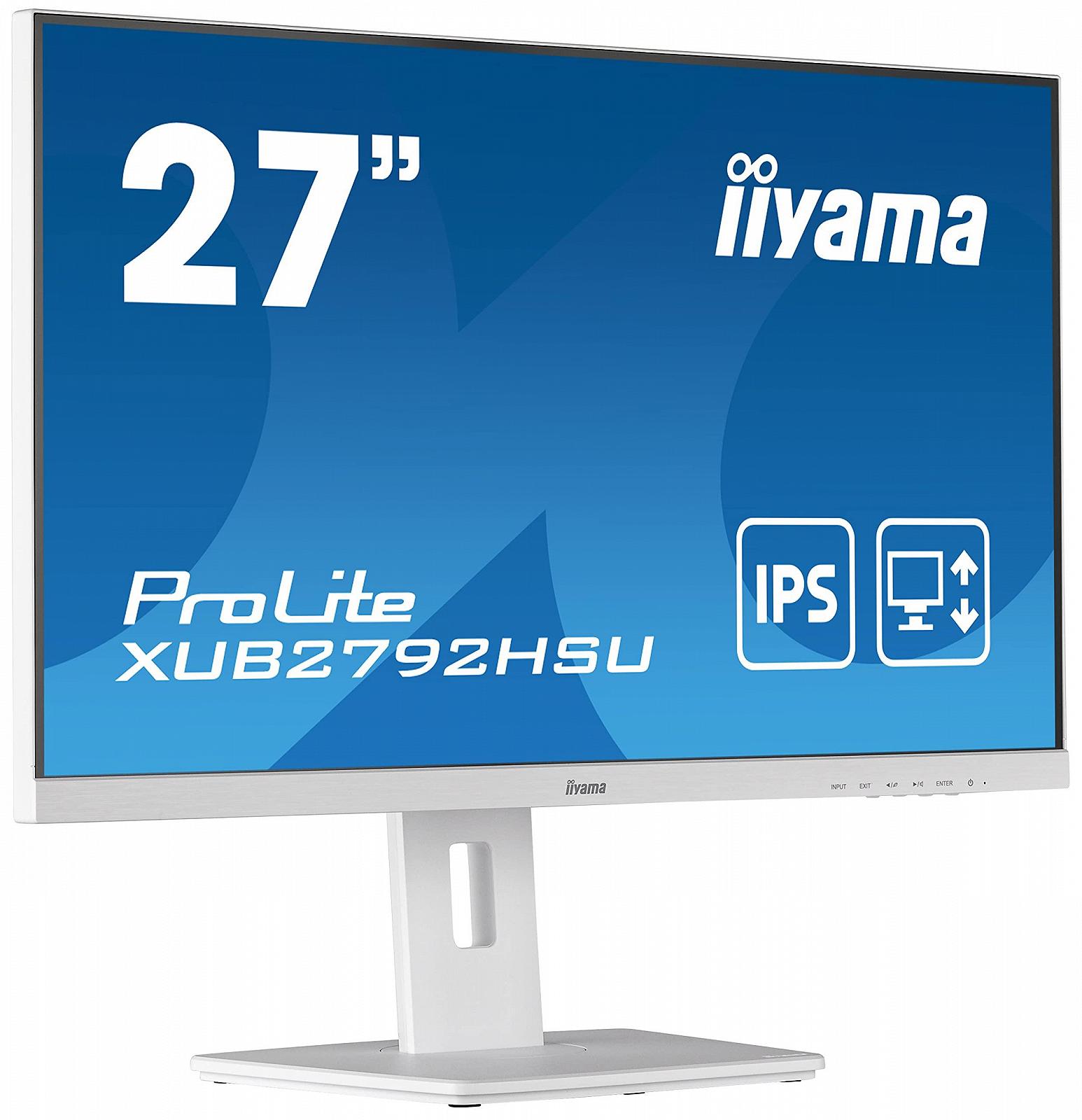 Монитор iiyama ProLite XUB2792HSU-W5 68,6см 27 дюймов IPS LED Full-HD VGA HDMI DP USB2.0 Ultra-Slim-Line Регулировка высоты Pivot белый, фото №3