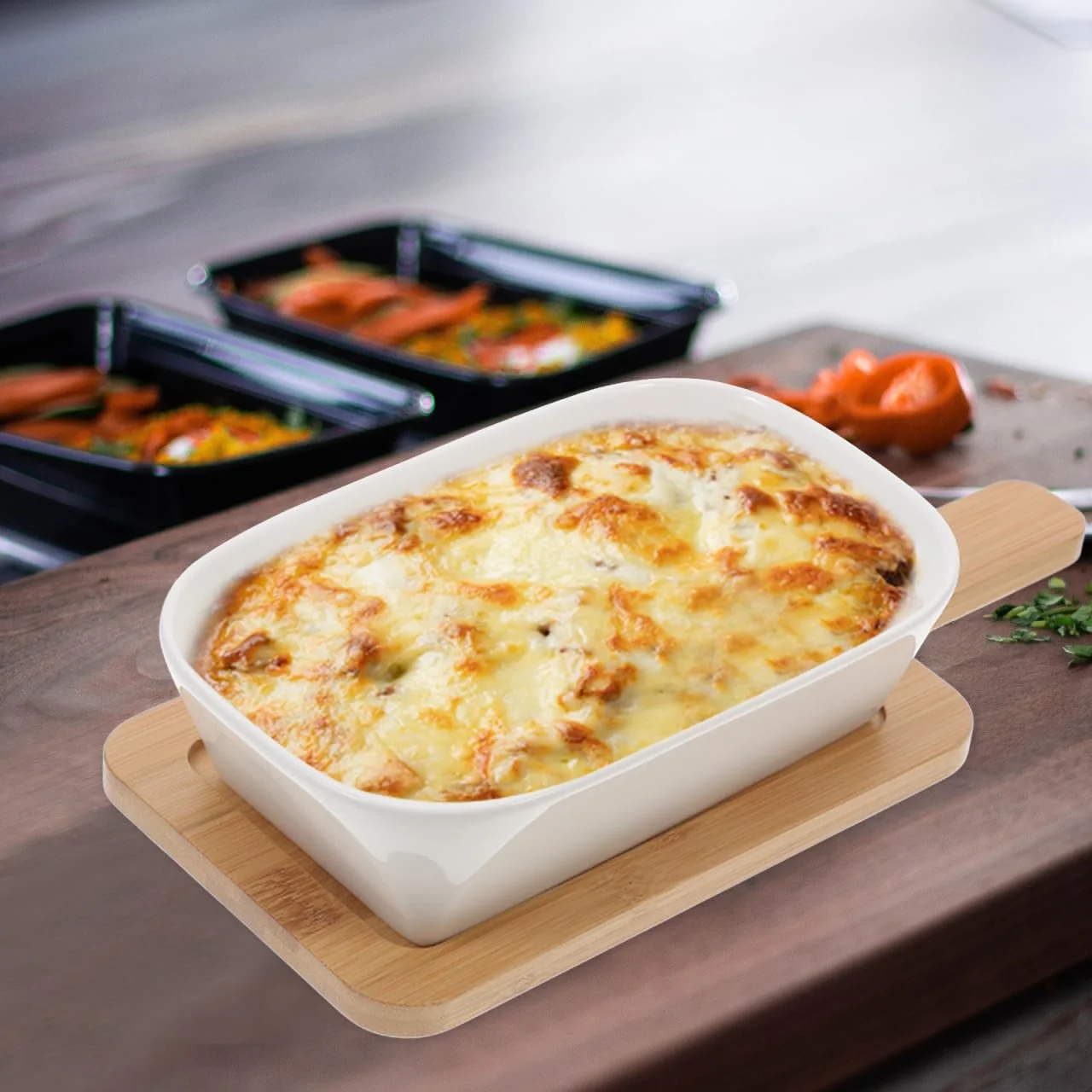 Форма для запекания DOITOOL Набор с деревянной подставкой Прямоугольная Глубокая, фото №5 Форма для запекания DOITOOL Набор с деревянной подставкой Прямоугольная Глубокая, фото №5