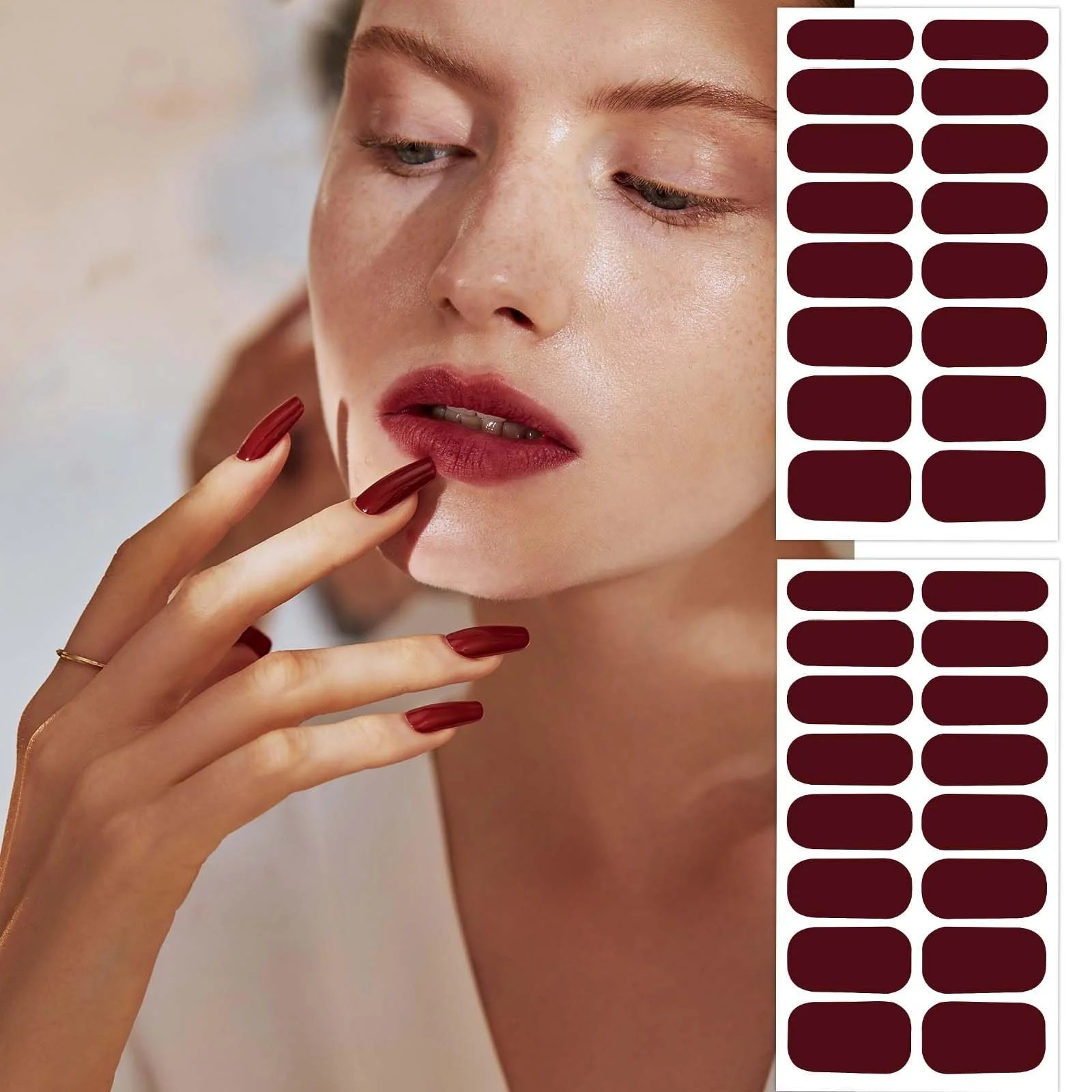 Наклейки для ногтей Nail Polish Strips 36 шт. Бордовый Самоклеящиеся гелевые полоски, фото №6 Наклейки для ногтей Nail Polish Strips 36 шт. Бордовый Самоклеящиеся гелевые полоски, фото №6