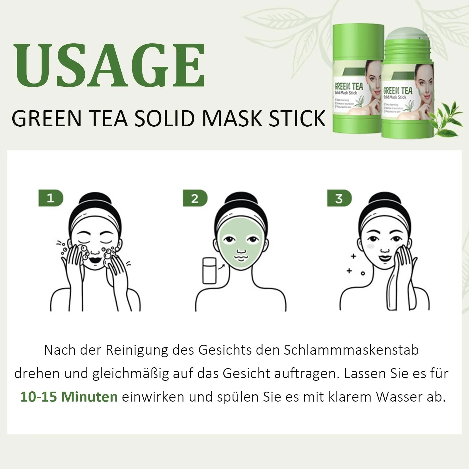 Маска-стік Зелений чай для глибокого очищення, звуження пор і балансу вологи, видаляє чорні цятки Упаковка з 2 масок, фото №7