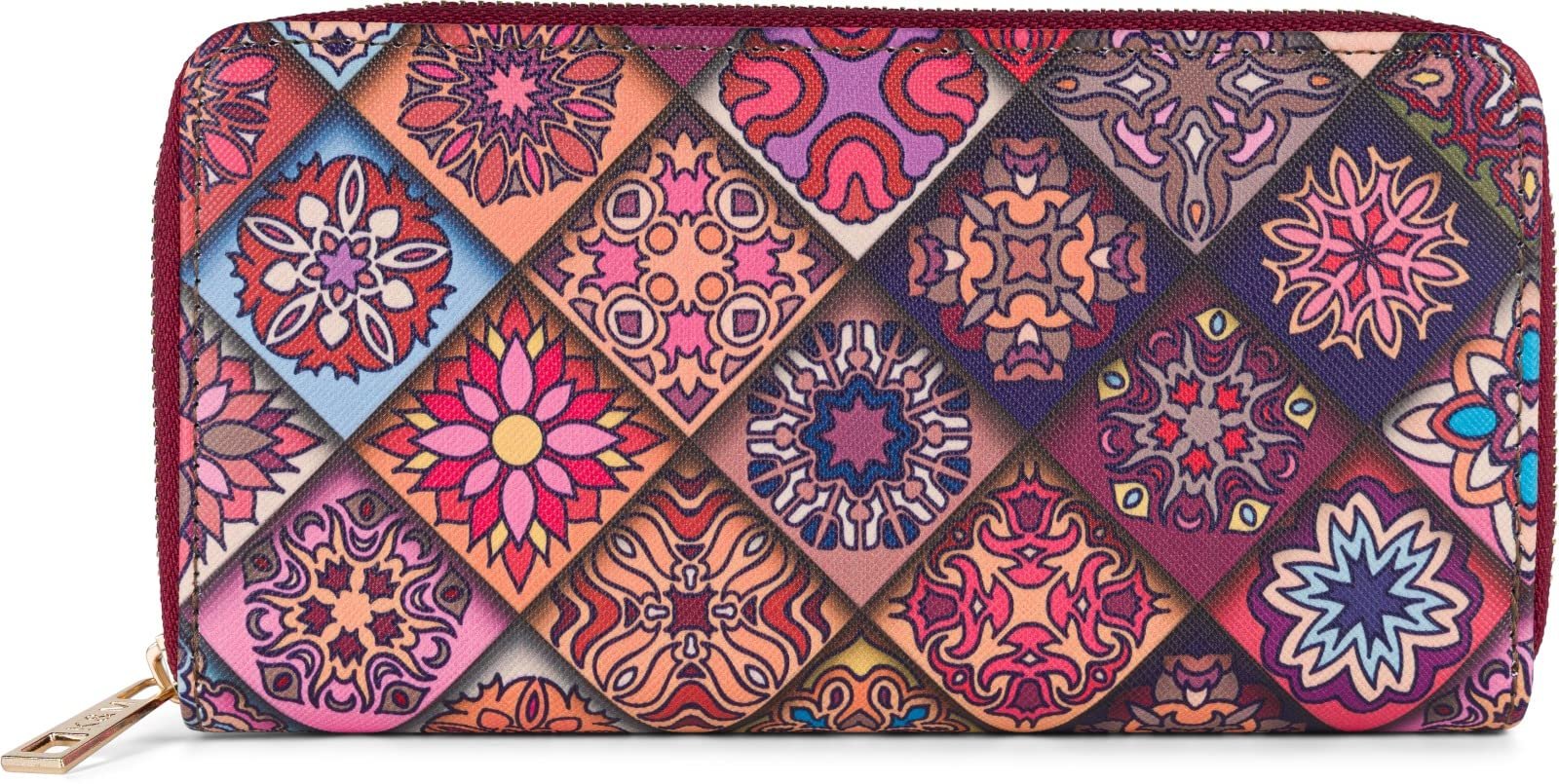Кошелек styleBREAKER Женский с узором Indian Summer, стиль Mandala, на молнии, 02040144, фиолетово-розово-голубой, современный, фото №1