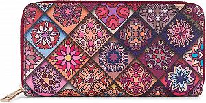 Кошелек styleBREAKER Женский с узором Indian Summer, стиль Mandala, на молнии, 02040144, фиолетово-розово-голубой, современный - Фото 1