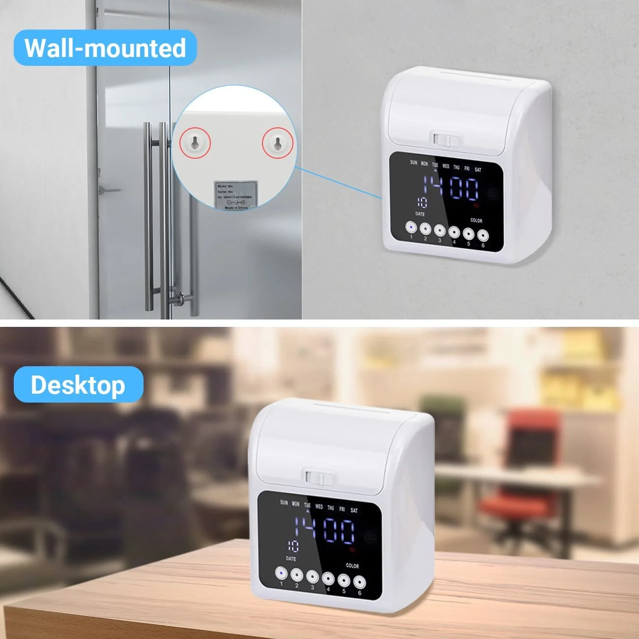 Електронний годинник обліку робочого часу Tera Time Recorder White, фото №5