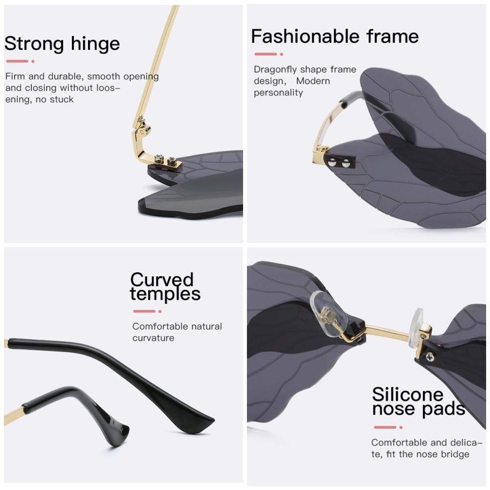 Сонцезахисні Окуляри Kagodri Крила бабки Без оправи Незвичайні Рожевий/Фіолетовий, фото №6