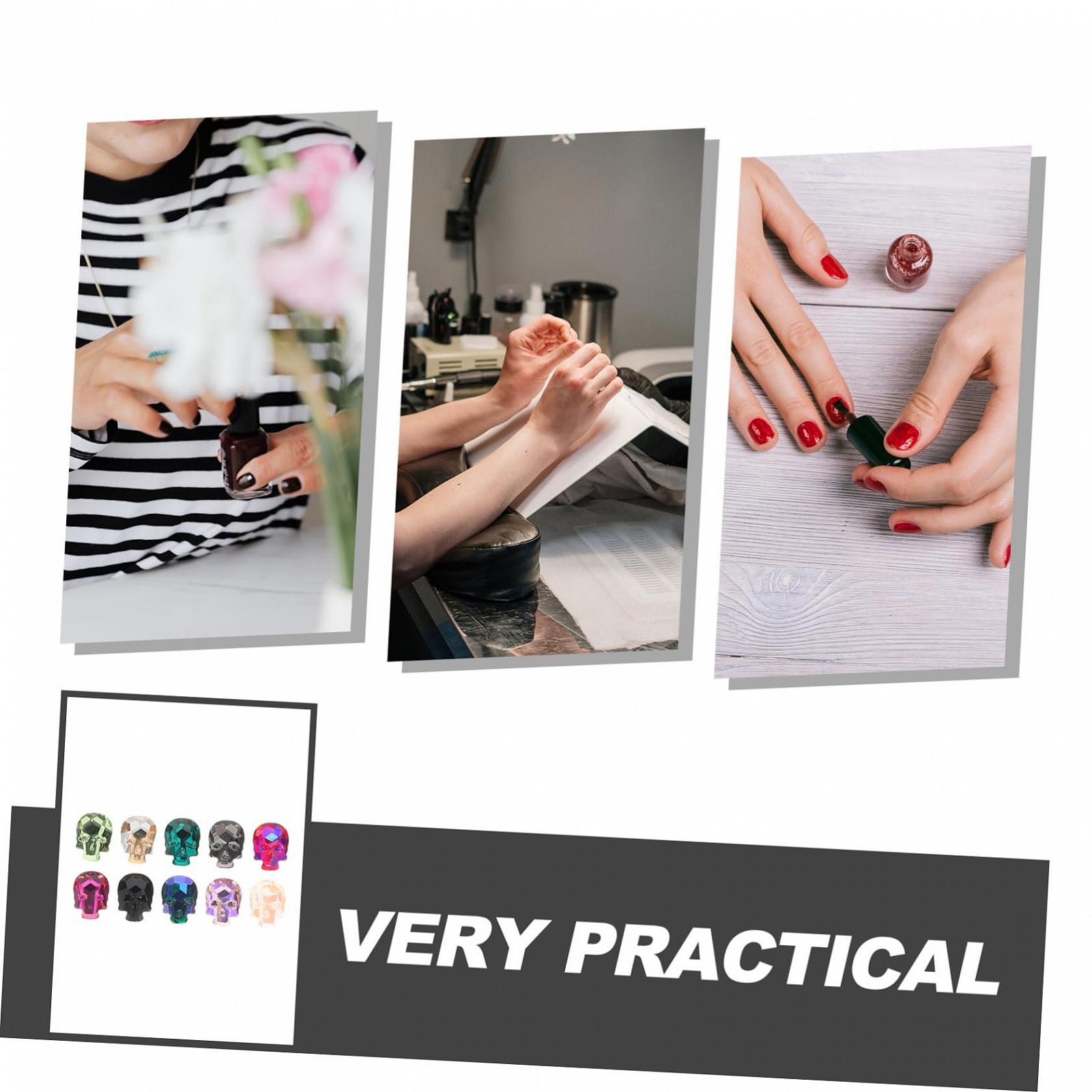 Наклейки для ногтей WOONEKY Камни для ногтей 30 шт Подвески с камнями Накладки для ногтей Череп Хэллоуин Стразы Камни Наклейки для ногтей Маникюр 3D украшения Цветные наклейки, фото №3