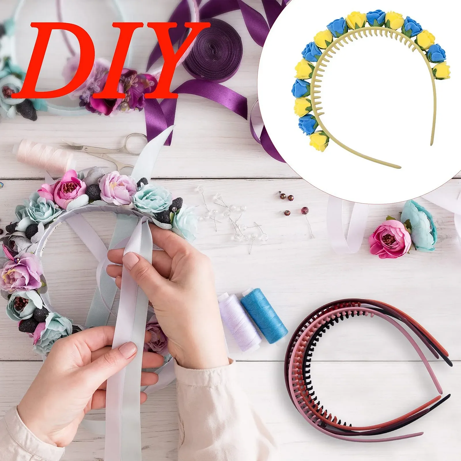 Обруч для волосся Duufin з гребінцем, 12 штук, Різнокольорові, фото №5 Обруч для волосся Duufin з гребінцем, 12 штук, Різнокольорові, фото №5