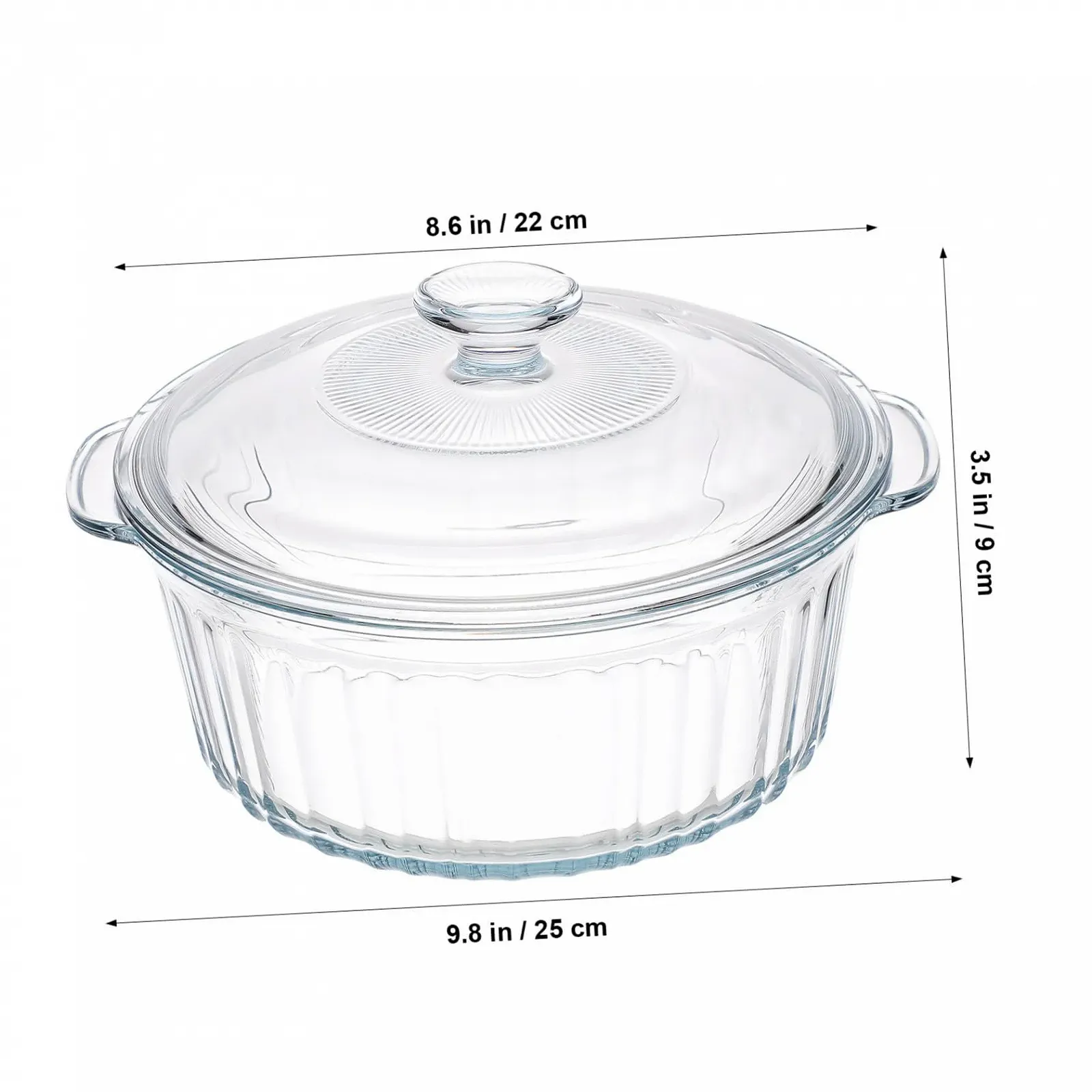 Форма для запекания Cabilock круглая с крышкой из термостойкого боросиликатного стекла прозрачная, фото №8