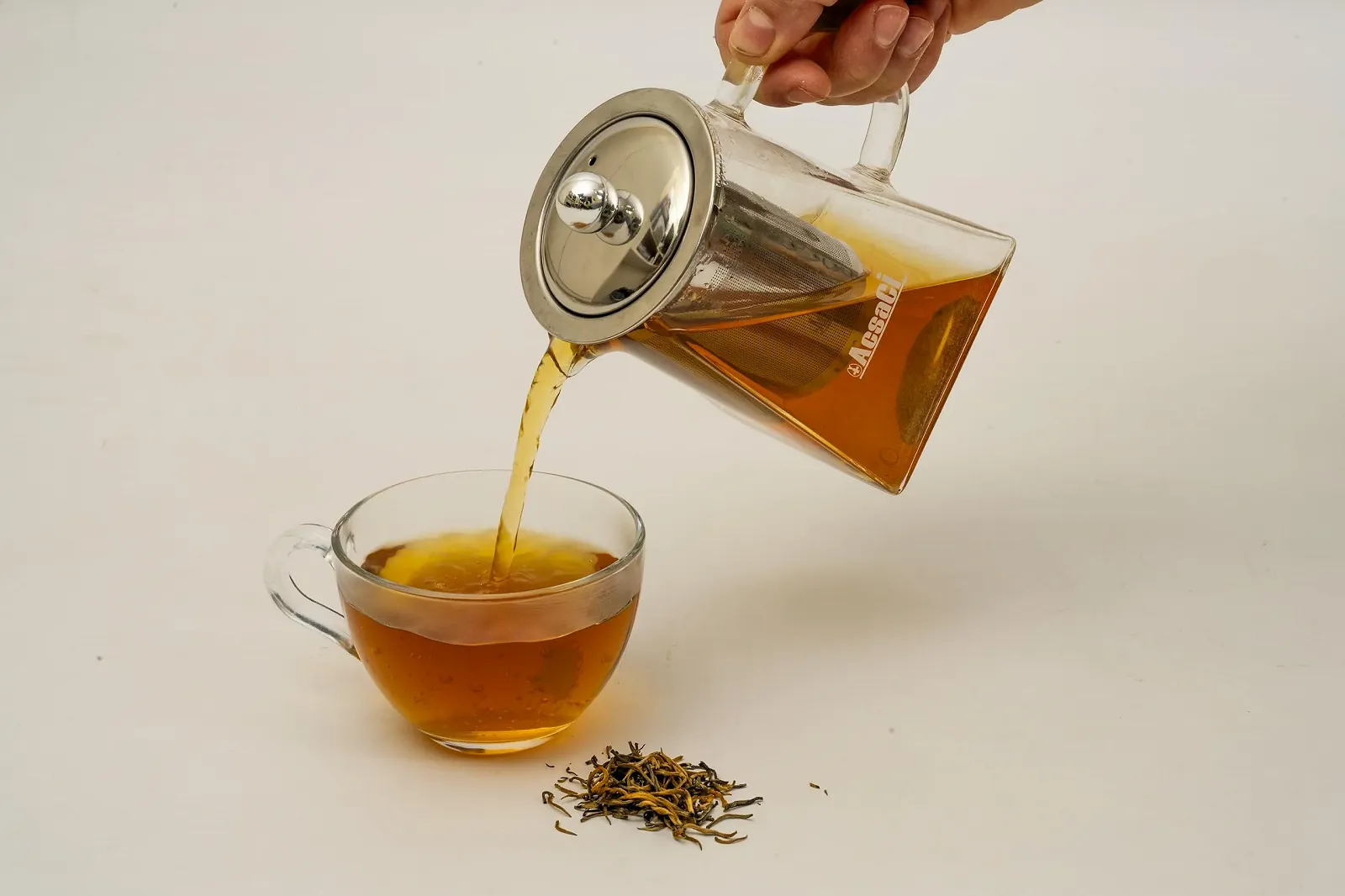 Чайник-заварник AddAcsaCi Premium стеклянный 500 мл Квадратная форма дна 304 нержавеющая сталь пищевая, фото №3