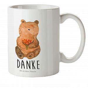 Детская кружка Mr. & Mrs. Panda Медведь Благодарный Подарок Плюшевый мишка Кружка для питья Пластиковая кружка Дорожная кружка Цветы Детская кружка - Фото 1