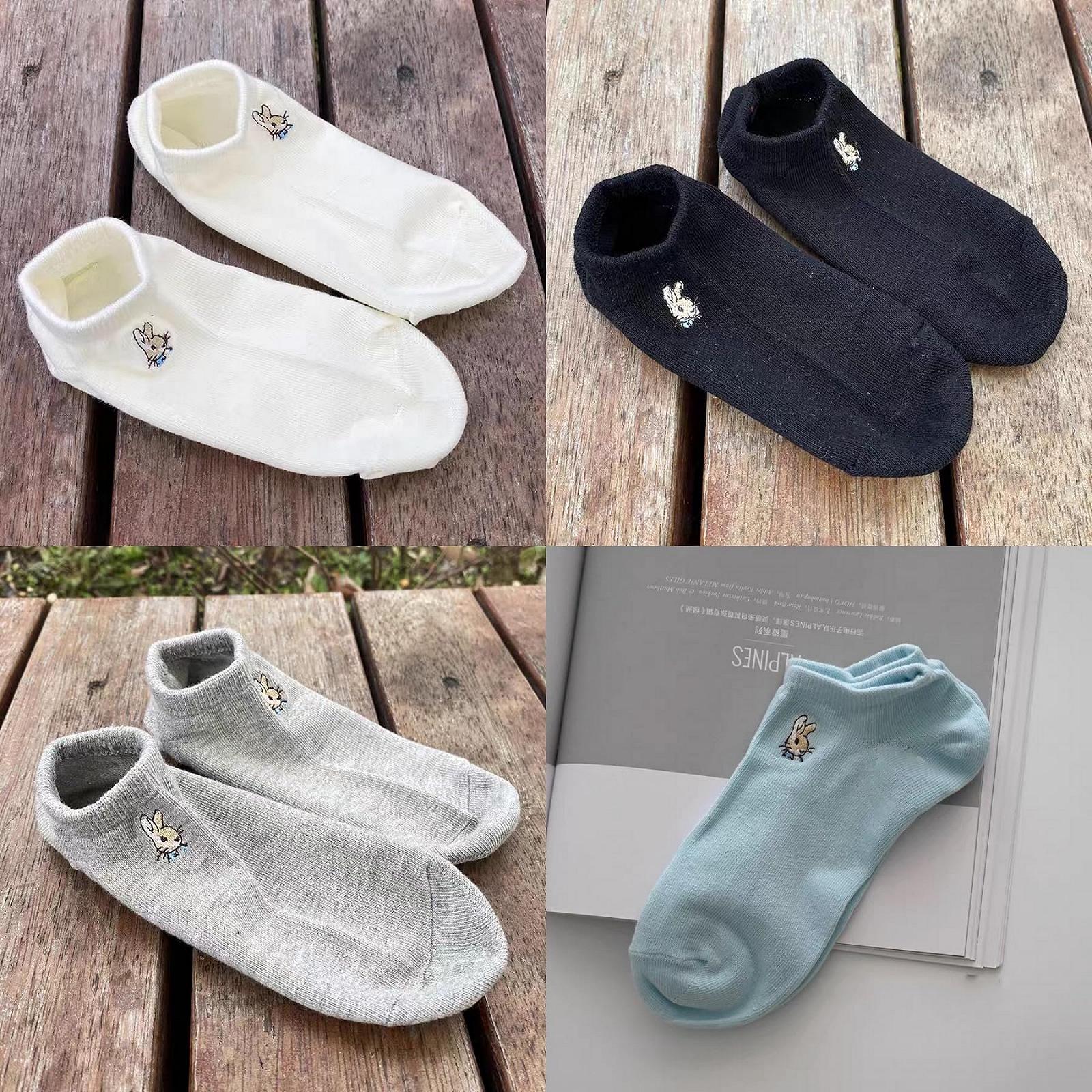 4 пары женских носков с вышивкой кролика, короткие хлопковые носки, фото №3