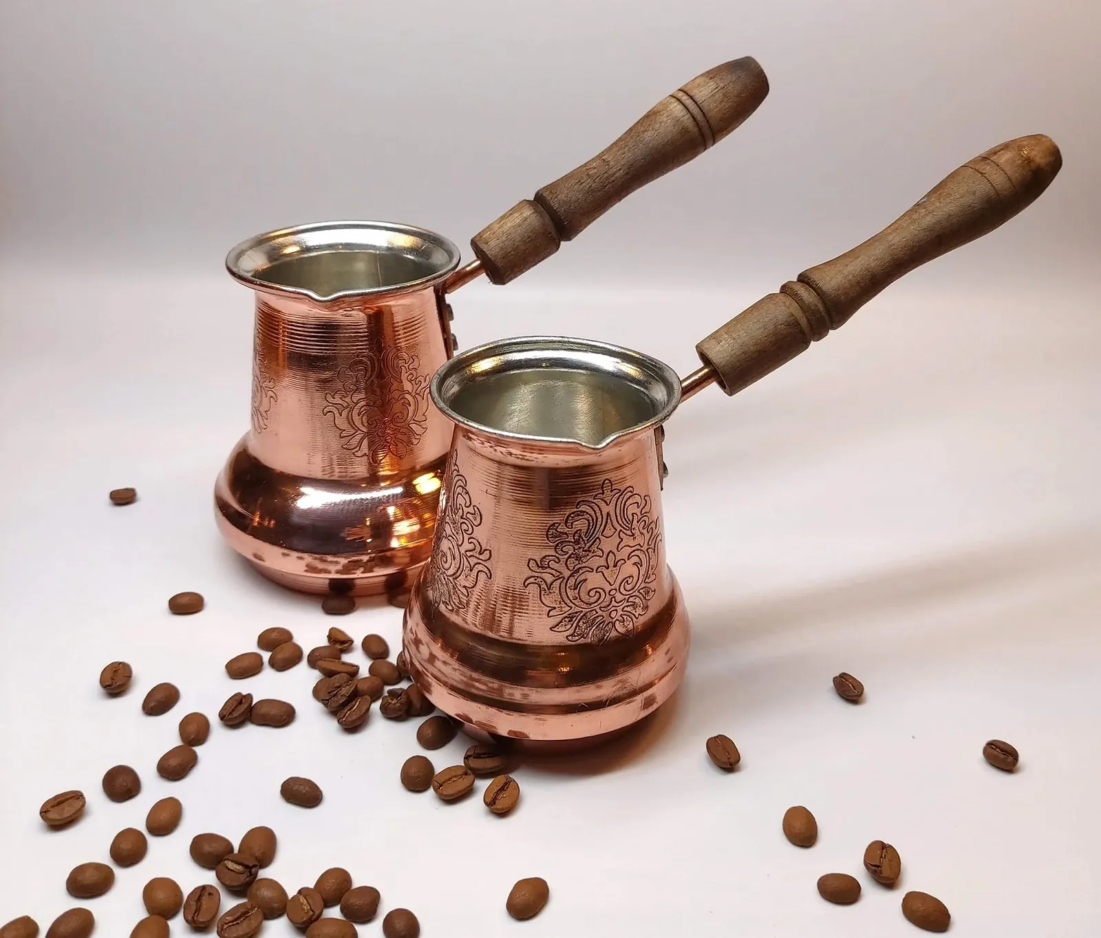Турка LEO Design Мідна Cezve Ibrik Briki з дерев'яною/латунною ручкою, фото №3
