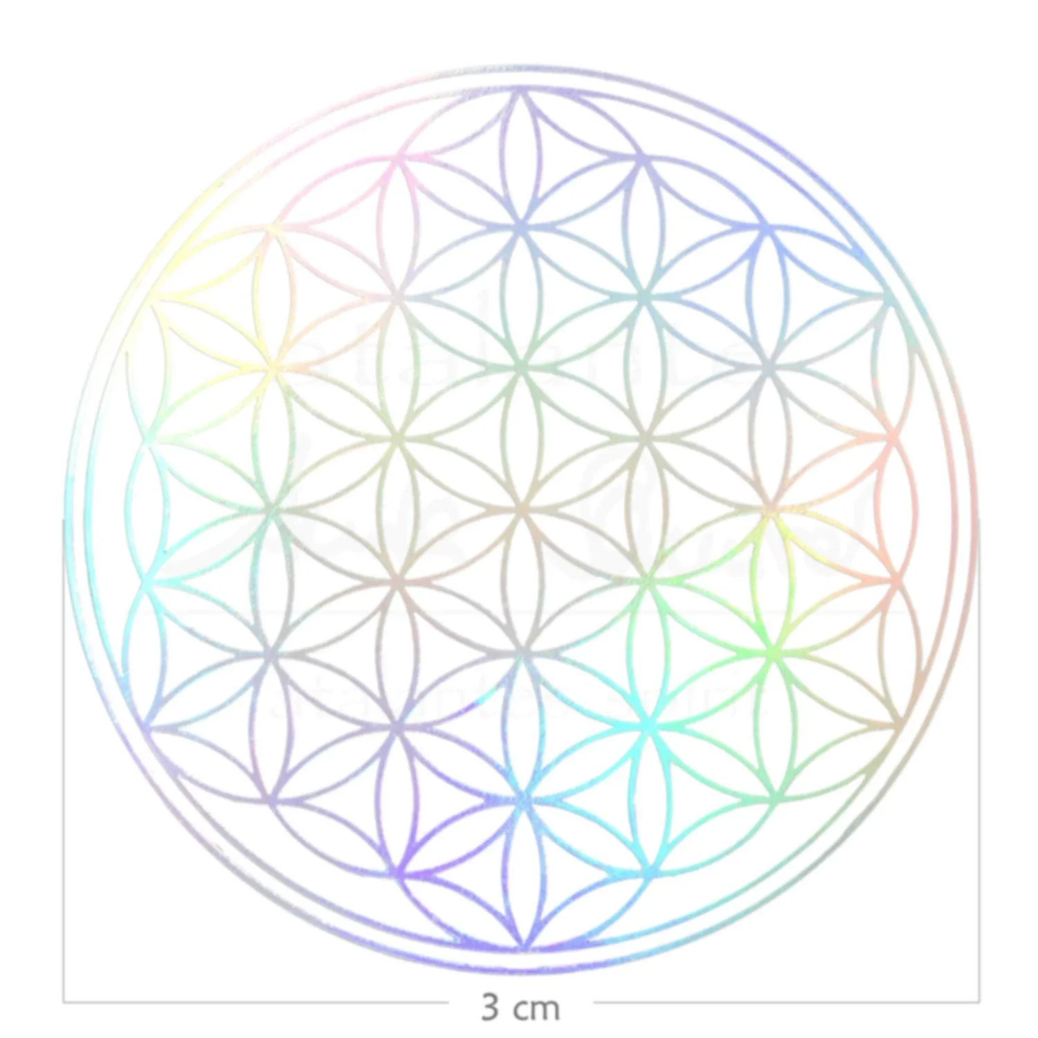 Наклейка Flower of Life 3 см 50 шт. прозора голограма, фото №2