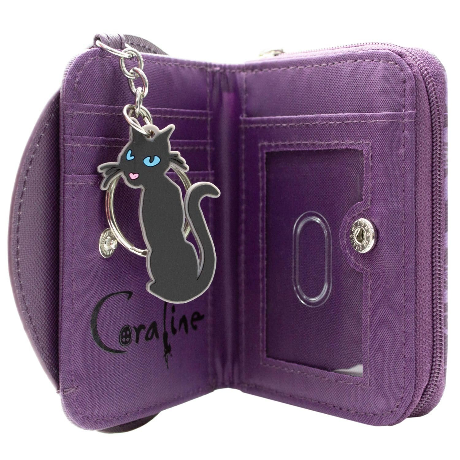 Кошелек Button Eyes Coraline Parallel Universe Dark Fantasy на молнии, карман для монет и держатель для карт, фиолетовый, фиолетовый, повседневный, фото №3