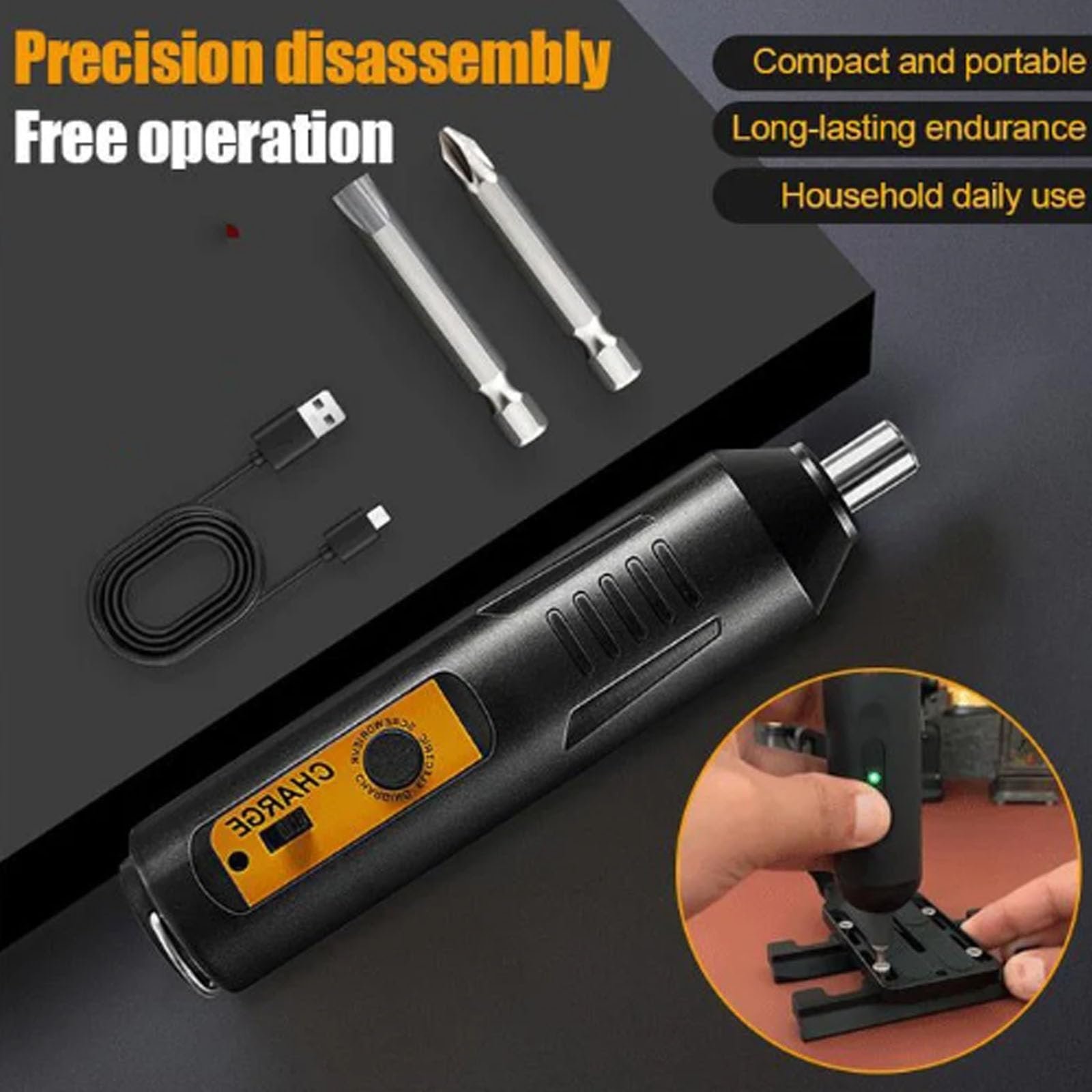 Набір Електричних Викруток для Дому Портативний Акумуляторний USB, фото №4