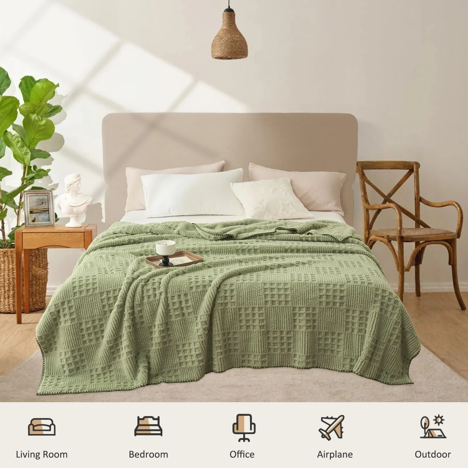 Плед Bibykivn Мягкий плед 150 x 200 см, Пушистый плед, Мягкое вафельное пике, Зеленый, 150, фото №6 Плед Bibykivn Мягкий плед 150 x 200 см, Пушистый плед, Мягкое вафельное пике, Зеленый, 150, фото №6