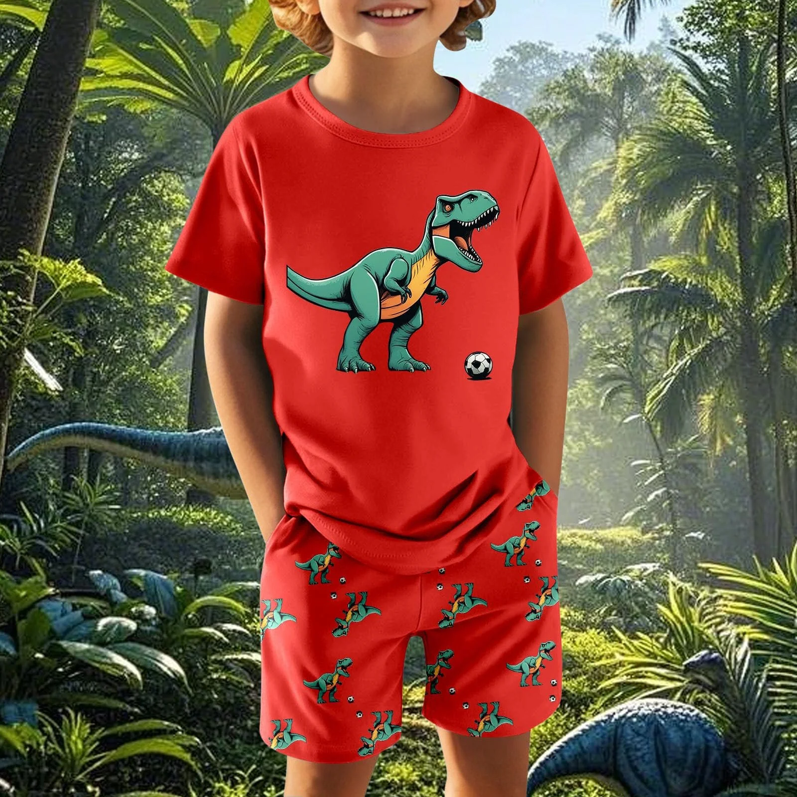 Комплект пижам детский (2 шт) Хлопок Динозавр, фото №3