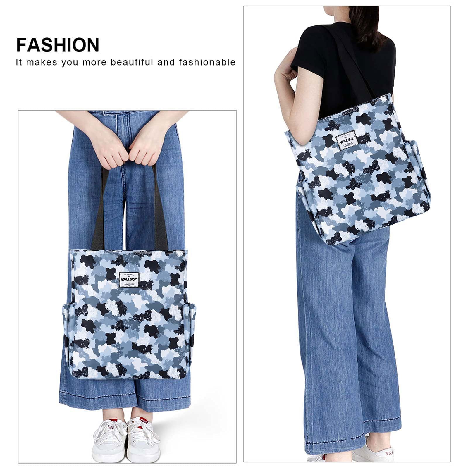 Сумка жіноча Hawee Fashion, з блискавкою, велика сумка для покупок, водонепроникна, для подорожей, роботи, школи, повсякденного життя, спортзалу, пляжу, Графіті, повсякденна, фото №3