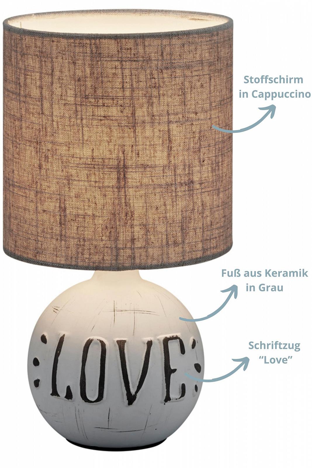 Настільна лампа Elias Love Ceramic E14 Max 40 W Висота 31 см Сіра, фото №4