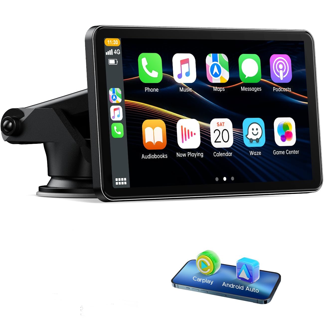 Дисплей Volam Wireless Carplay Android Car 7 дюймов сенсорный экран, Mirror Link, навигация, музыка, Siri, G00gle Voice Assistant, Bluetooth 5.0, AUX, FM, фото №1