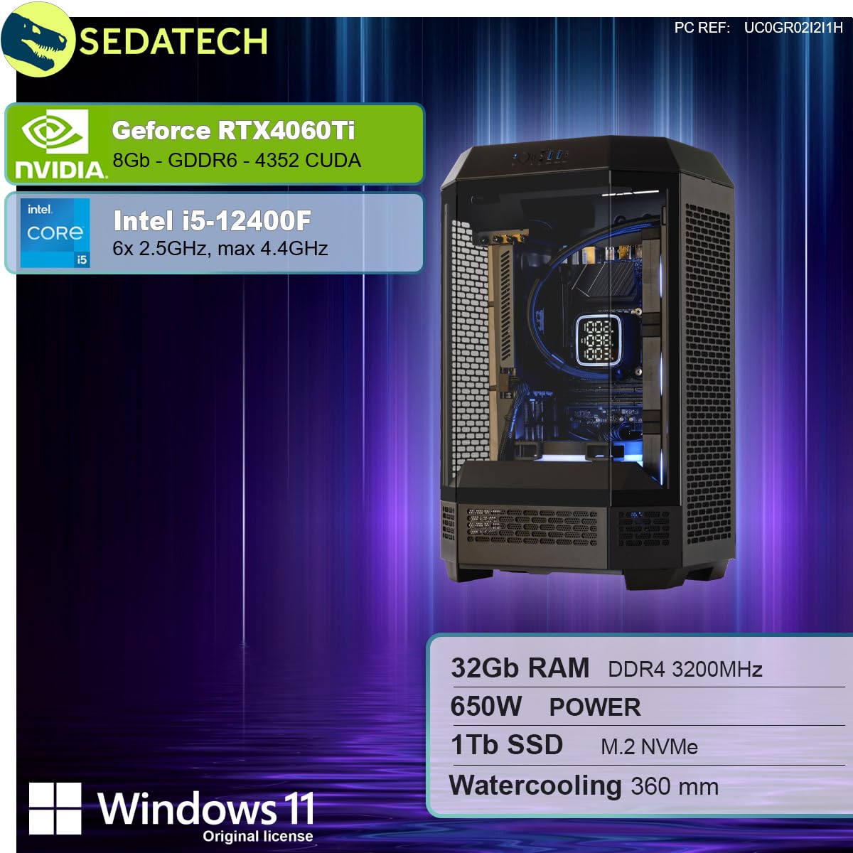 ПК Sedatech Pro Gaming Water Cooling Intel i5-12400F RTX4060Ti 32GB RAM 1TB SSD M.2 Windows 11, фото №2 ПК Sedatech Pro Gaming Water Cooling Intel i5-12400F RTX4060Ti 32GB RAM 1TB SSD M.2 Windows 11, фото №2