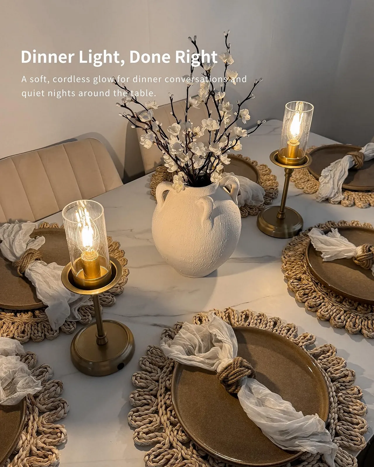 Настільна лампа приліжкова акумуляторна бездротова 5200 mAh із лампочкою Золотиста, фото №4