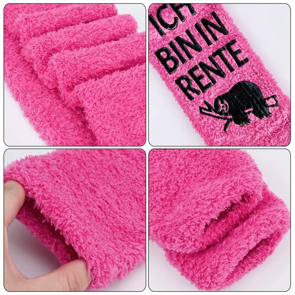 Подарок пенсионерке, смешные подарки для женщин, носки Stopper I Am In Pension I Must Gar Nix Socks, подарок на пенсию для женщин, смешные мягкие носки, подарок на выход на пенсию, прощальный подарок коллеге, розовый, один размер, фото №3