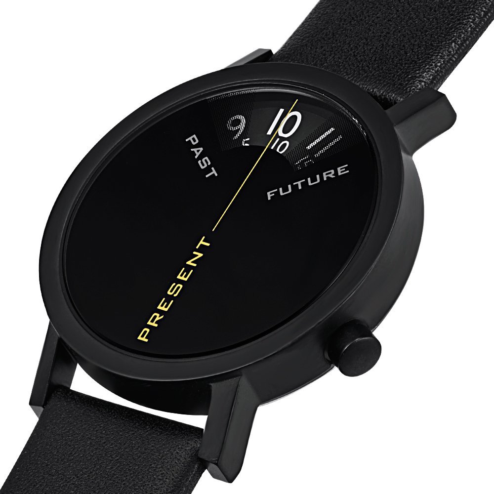 Часы Projects Past, Present, Future Black Edelstahl IP Schwarzw Leder Unisex, фото №2