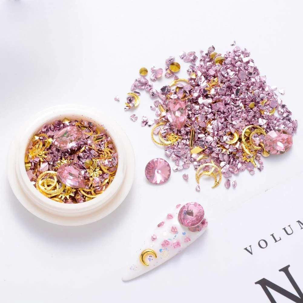 3D украшения для маникюра (6 шт.) Крупные стразы, мелкие бриллианты, сплав, металлические заклепки для ногтей, фото №4