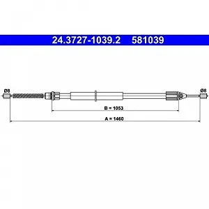Трос стоянкового гальма ATE 24.3727-1039.2 для RENAULT задній - Фото 1