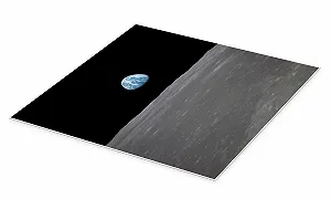 Постер NASA Apollo 11 - Rising of Earth Above the Moon 30 x 30 см Черный synthetic.ua - Фото 1