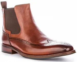Челси ботинки JUSTINREESS England Warren Мужские Кожа Долото Носок - Фото 1