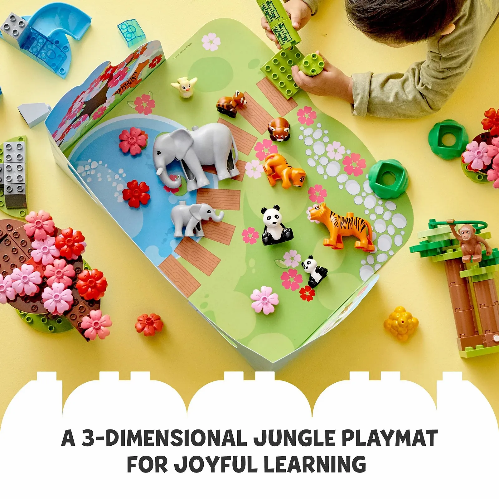 Набор LEGO DUPLO 10974 Дикие животные Азии с фигурками животных, слон, панда и тигр, звуковой блок и игровой коврик, фото №6