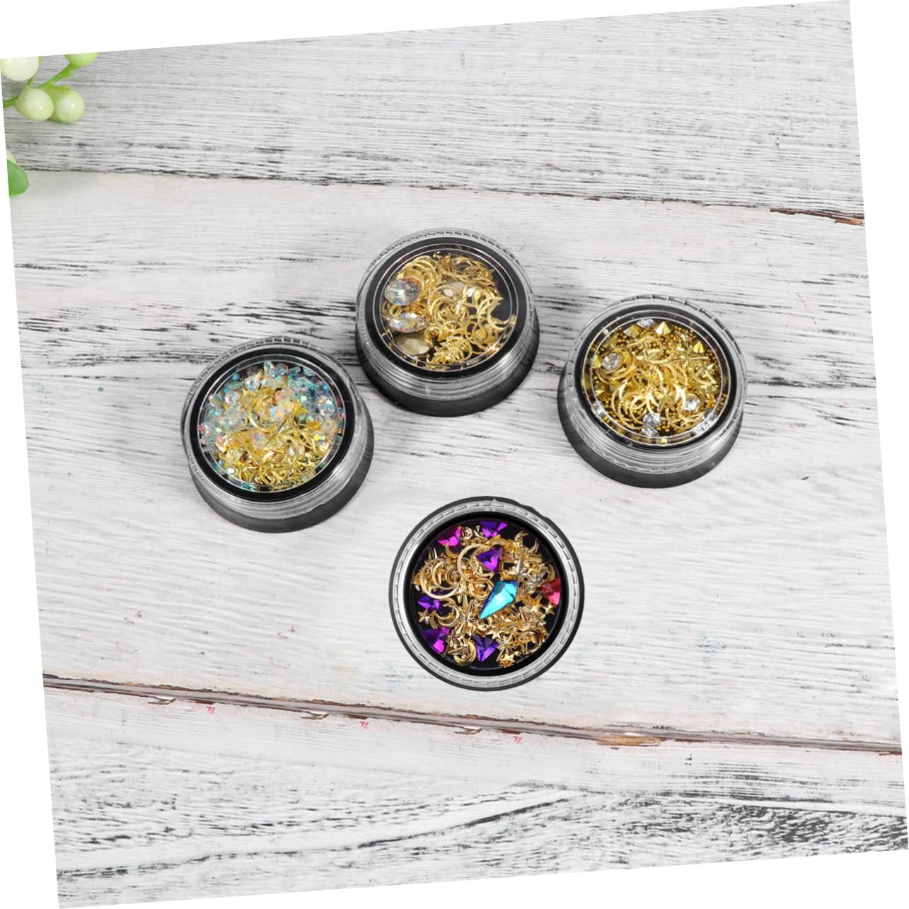 Стразы для ногтей Healeved, 4 шт, разноцветные, медная пластина, фото №9