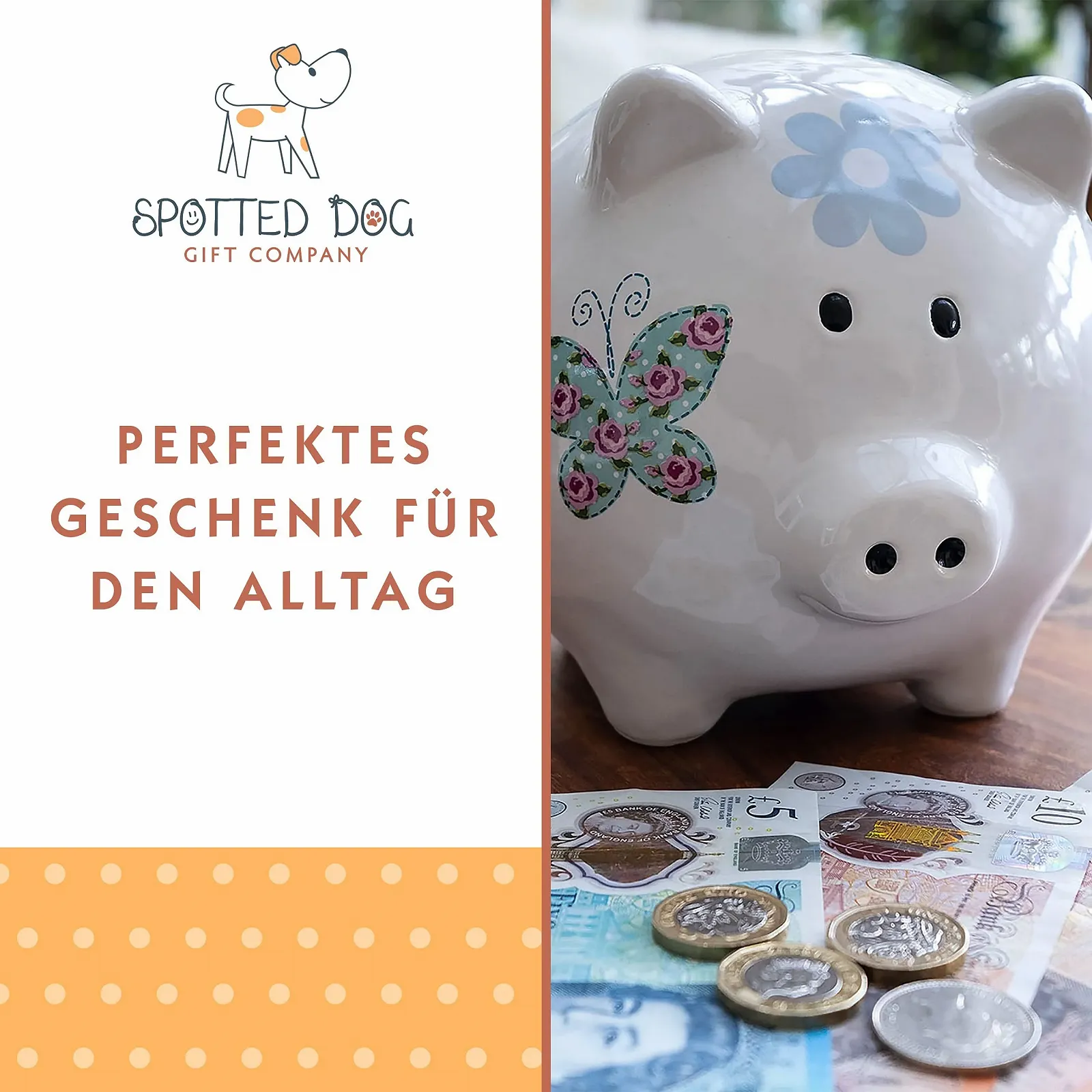 Скарбничка SPOTTED DOG GIFT COMPANY керамічна Порося з метеликами, фото №5