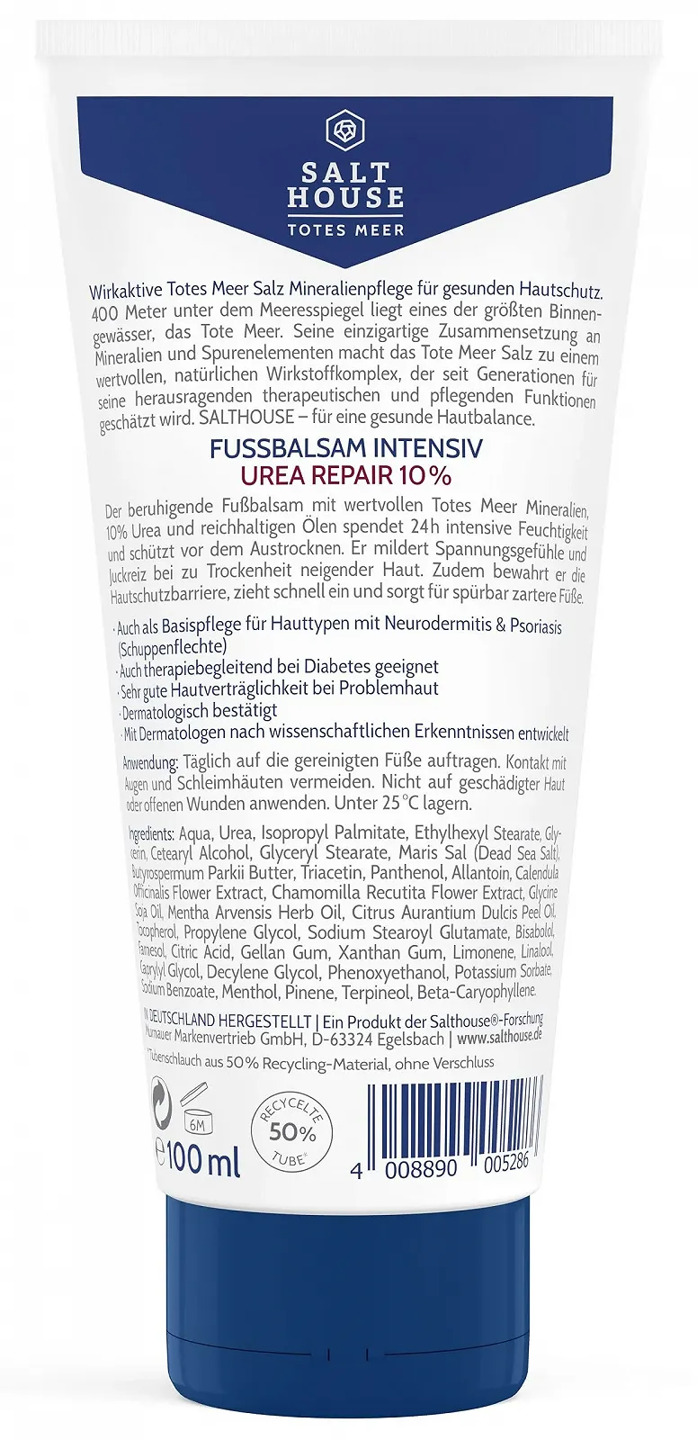 Бальзам для ніг Salthouse Dead Sea Therapy Intensive 10% Urea та олії для дуже сухої шкіри 100 мл, фото №3