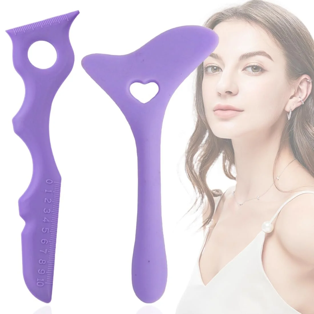 Набор 2 силиконовых трафаретов для подводки силикон многофункциональный фиолетовый, фото №1 Набор 2 силиконовых трафаретов для подводки силикон многофункциональный фиолетовый, фото №1